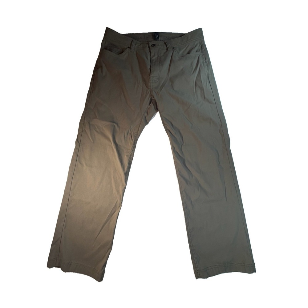 prAna Breathe Pants Men's 36x30 Slim Fit Green Khaki Stretch Hiking Outdoor